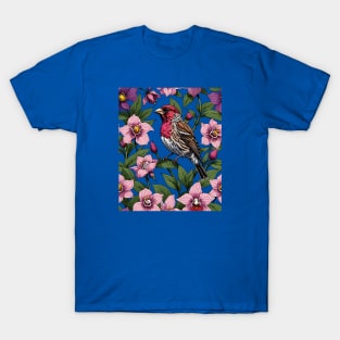 New Hampshire Purple Finch And Pink Ladys Slipper T-Shirt